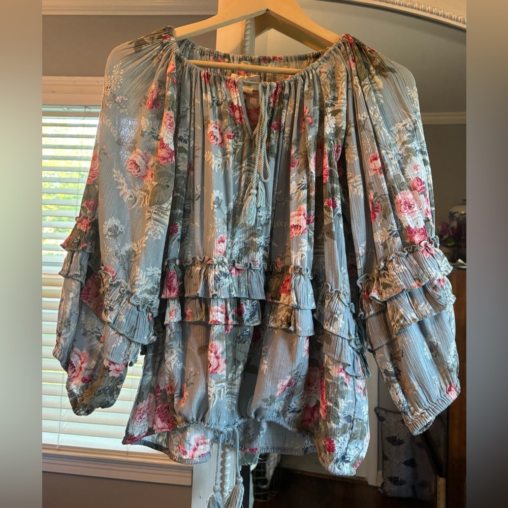 Denim & Supply Ralph Lauren Boho Cotton Floral Ruffle Blouse size small